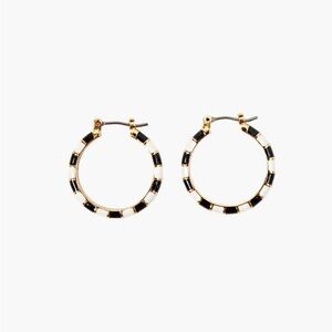 Clare V. Black and White Enamel Striped Hoops NIB